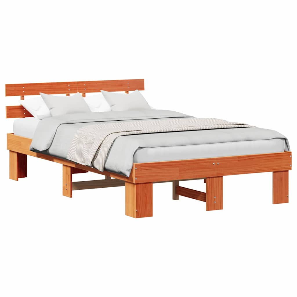 Bed Frame with Headboard Brown 140 x 190 cm